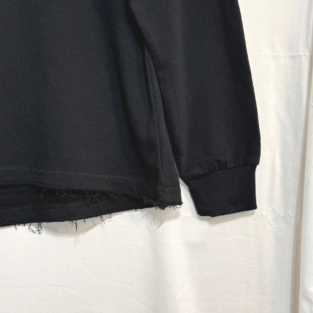 Alternative Apparel‎ Black Raglan Sweatshirt High Low Raw Hem Large Womens NWOT - Picture 4 of 11